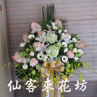 【S-474】喪禮花籃,喪禮弔唁花籃,弔唁花籃,藝術高架花籃《一對》