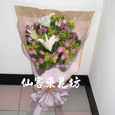 【B-026】傳情花束,浪漫情人花束,祝福生日花束:玫瑰花束-紫愛妳