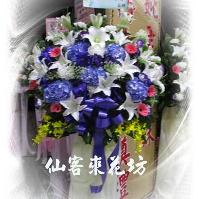 【S-106】喪禮花籃,喪禮弔唁花籃,弔唁花籃,藝術高架花籃(1對)