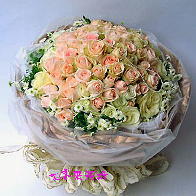 【R-020】玫瑰花束:99朵玫瑰花束,香檳玫瑰花束-甜蜜