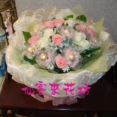 【B-140】傳情花束,浪漫情人花束,祝福生日花束:玫瑰花束-白色甜心