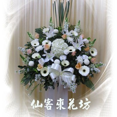 【S-122】喪禮花籃,喪禮弔唁花籃,弔唁花籃,藝術高架花籃《一對》